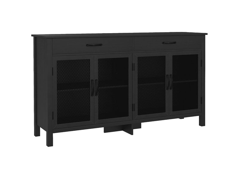  Buffet bas 4 portes 2 tiroirs étagères réglables noir 150 x 40 x 85 cm  - Conforama A