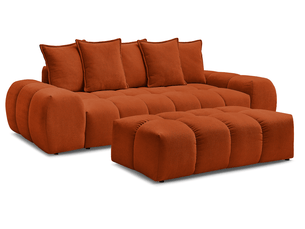Canapé droit convertible BOBOCHIC EVEREST 3 places Tissu orange avec coffre de rangement