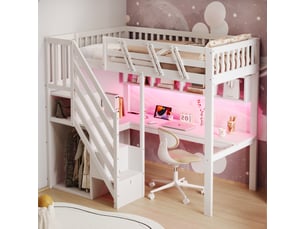 Lit mezzanine 90x200 cm <strong>MIVRAY </strong> <strong></strong> coloris blanc