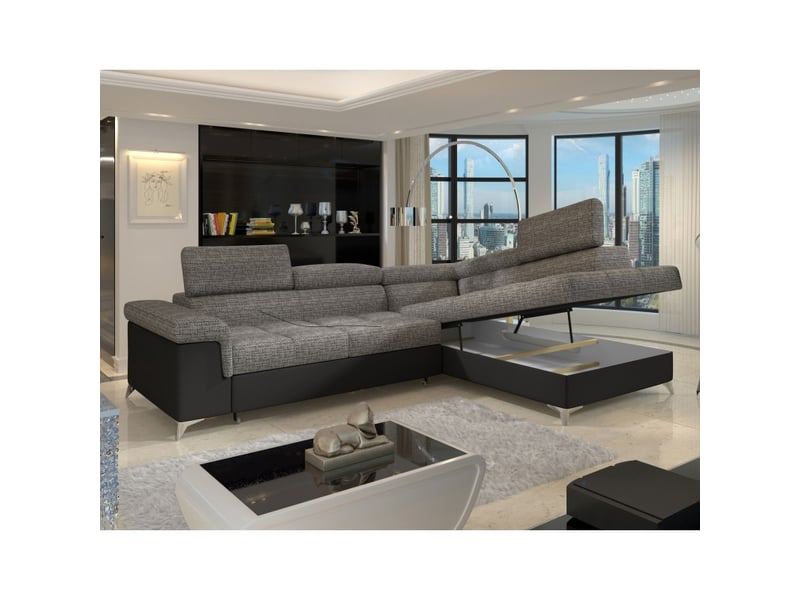  Canapé d'angle convertible palazzo 4 places gris et noir – angle droit avec 1 coussin  - Conforama D