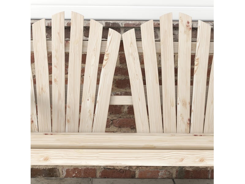  Banc de jardin 2 places 108x66x95 cm – bois naturel – accoudoirs et dossier incurvé rustique  - Conforama E