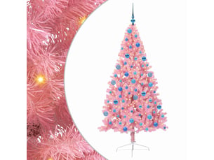 Sapin de noël, arbre de noël artificiel pré-éclairé rose 180 cm pvc cf61371
