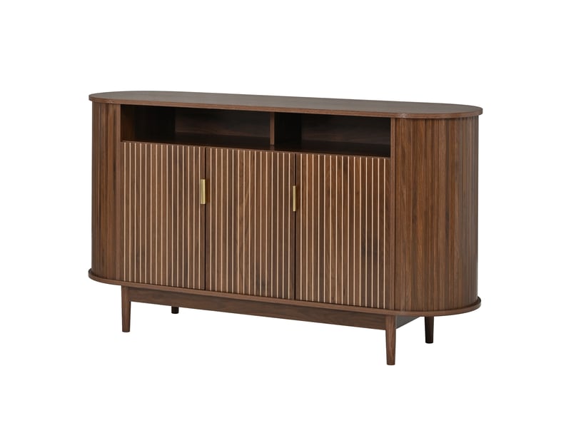  Buffet noyer, 3 portes, rangement, design moderne, angles arrondis, structure robuste - 140x40x78cm - salon et salle à manger  - Conforama C