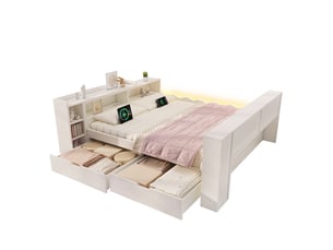 Lit avec rangement 140x200 cm coloris blanc