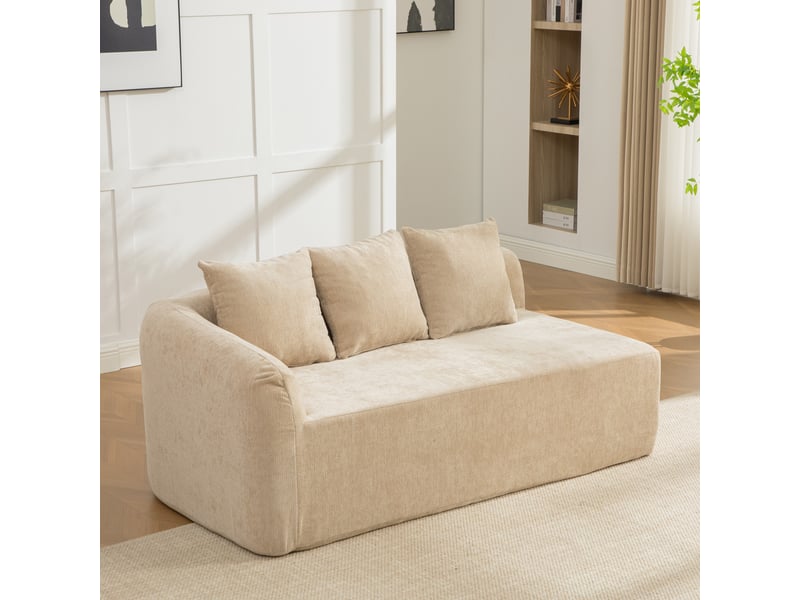  Canapé modulable chenille couleur kaki clair, structure légère et antidérapante pour salon moderne, confort rembourré immédiat  - Conforama W