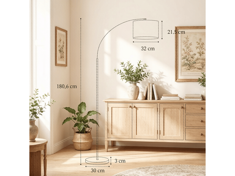  Lampadaire arc moderne dimmable avec télécommande cct 2700-6500k abat-jour orientable noir 180 cm  - Conforama E