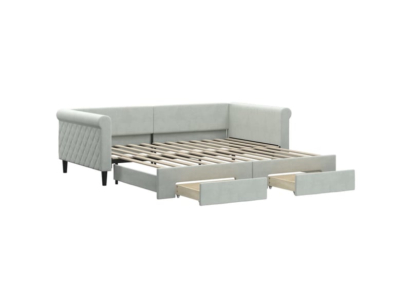 Lit simple- lit adulte -  lit de jour avec gigogne et tiroirs sans matelas 100x200 cm  - Conforama A