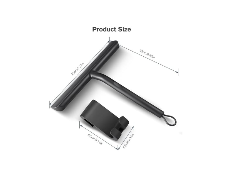 Raclette douche, raclette de douche nettoyage sans traces pour porte | en verre,raclette salle de bain avec support-21cm noir - Conforama B