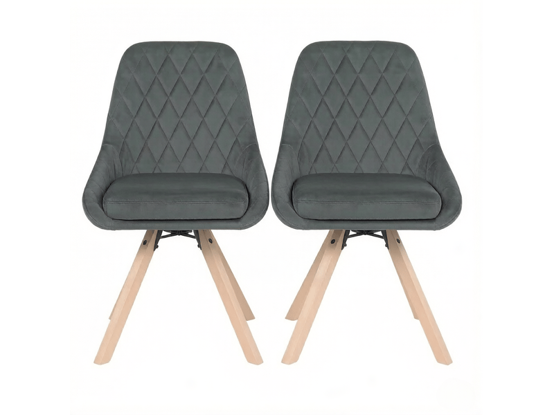  Lot de 2 chaises de salle à manger pivotantes 360° en velours gris foncé  - Conforama A