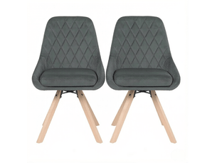 Lot de 2 chaises de salle à manger pivotantes 360° en velours gris foncé