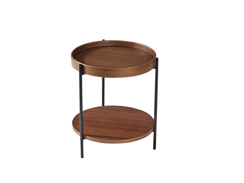  Table d’appoint ronde à double plateau, bois massif et métal, 44x44x48 cm, montage facile  - Conforama E