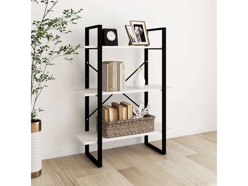  Bibliothèque à 3 niveaux, armoire à livres blanc 80x30x105 cm bois de pin massif  - Conforama B