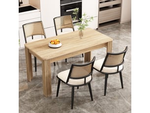 Lot de 4 chaises en rotin coloris noir