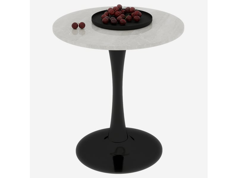  Bout de canapé ronde 70x70x72 cm, design épuré, noir et coloris blanc, motif de marbre en mdf  - Conforama A