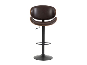 Tabouret de bar pivotant réglable en hauteur avec dossier ergonomique et repose-pieds en simili cuir marron