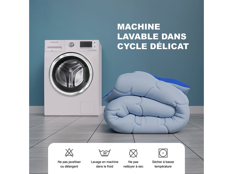  CASABEL Couette 200x200 cm Chaude Grand Froid Diamant Réversible Bleu Garnissage densité 700 g/m2 Couette Grand Froid - Conforama R