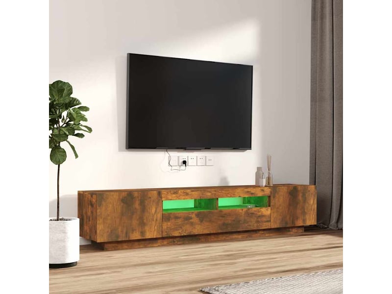 Ensemble de meubles tv avec lumières led 2 pcs chêne fumé shl34726 - Conforama D