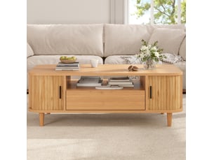 Table basse rectangulaire coloris naturel MODFU - 50 cmx100 cm