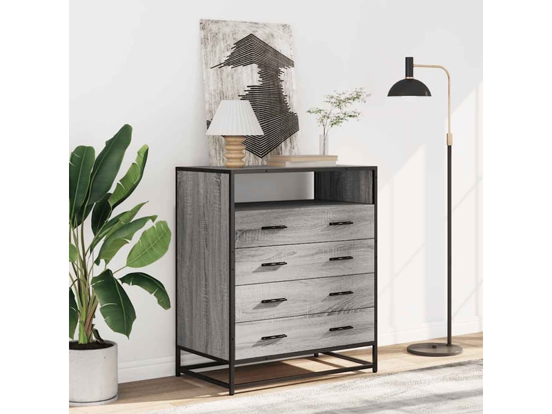  Commode, armoire à tiroirs bureau sonoma gris 70x41x83,5 cm bois d'ingénierie  - Conforama C