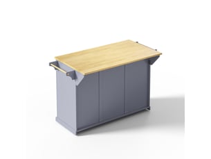 Îlot de cuisine mobile bois naturel et gris en mdf, plateau rabattable, roulettes verrouillables, 121 × 49 (69) × 89 cm