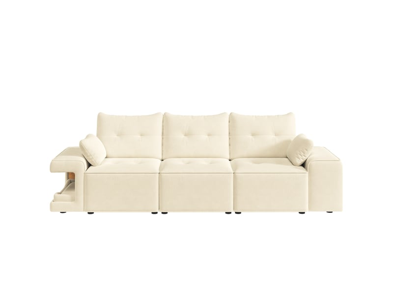  Canapé modulaire 3 places 229,5 x 78 cm – beige – rangement intégré  - Conforama D