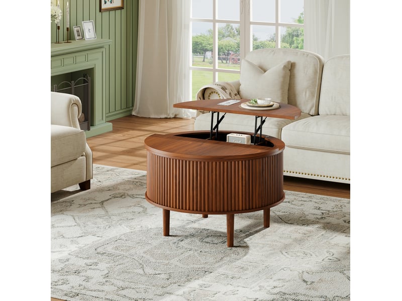  Table basse ronde relevable avec rangement 80 cm evryae  - Conforama D