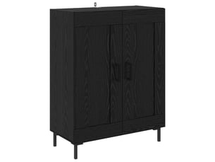 Buffet - bahut - meuble de rangement chêne noir 69,5 x 34 x 90 cm bois d'ingénierie et fer