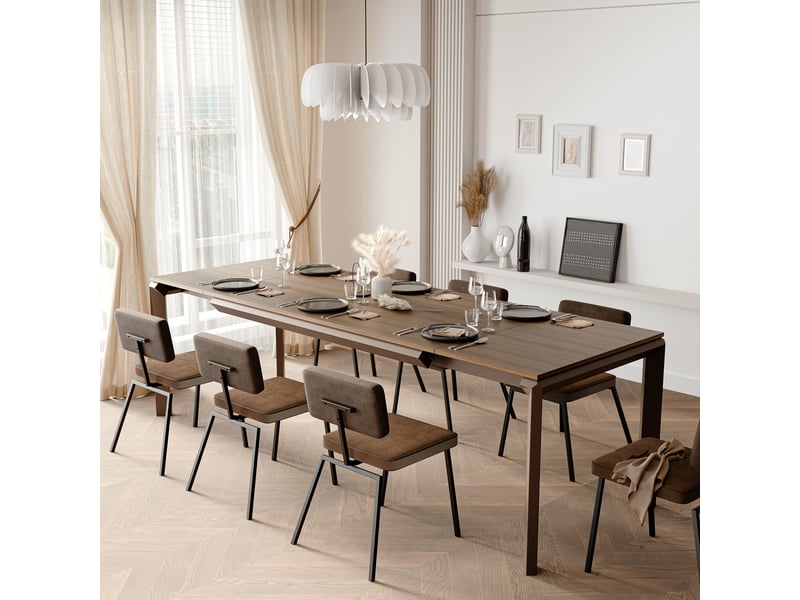Table à manger extensible faro - 6-10 personnes - rectangulaire - 180x90x76 cm - noyer marron FARO - Conforama C