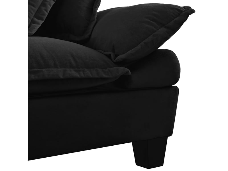 Canapé d'angle modulable l 264 x 155 x 90 cm 4 places, 2 coussins, pouf amovible, chenille noir - Conforama E