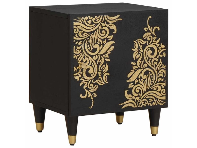  Table de chevet - cabinet de chevet - table de nuit avec porte 2 pc noir 40 x 33 x 46 cm  - Conforama A
