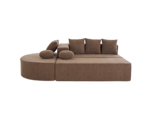 Canapé modulable convertible 5 places marron en chenille