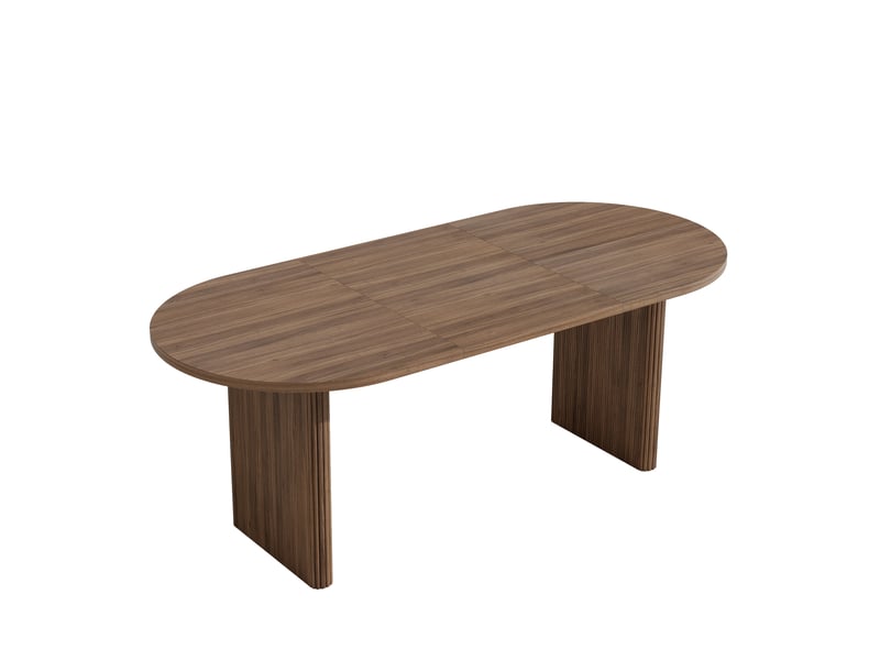  Table à manger extensible, noyer, 140200 × 90 cm, 6-8 personnes, coins arrondis, plateau épais  - Conforama D