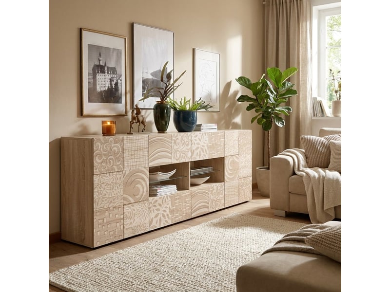 Buffet bahut de salon 2 portes 4 tiroirs miro - chêne - Conforama B