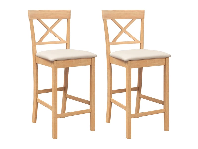  Lot de 2 tabouret de bar avec coussins en bois massif naturel et caoutchouc shl91103  - Conforama A