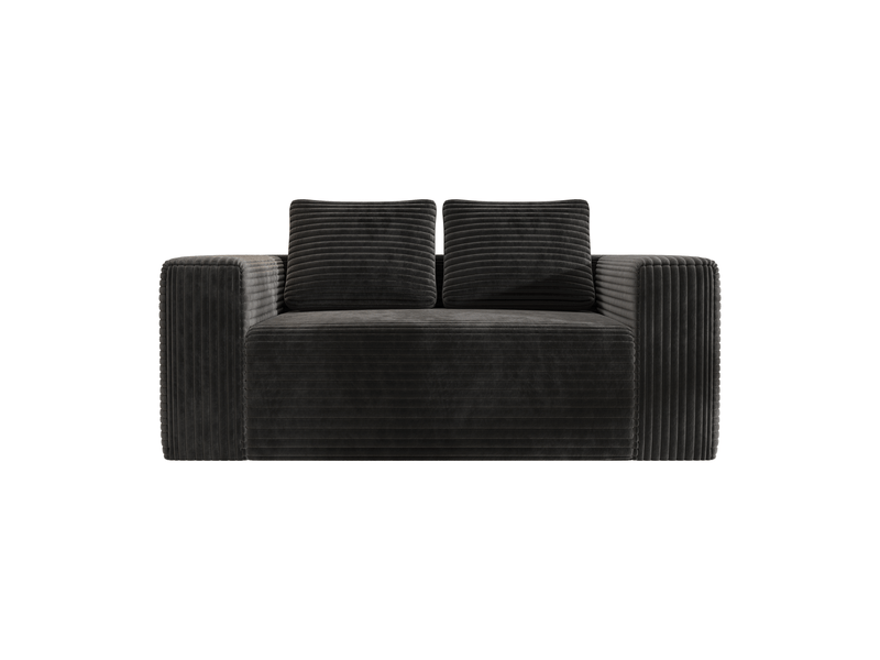  Canapé 2 places velours côtelé noir - mousse confort - assise profonde - sans armature - montage facile  - Conforama A