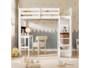 Lit mezzanine 90x200 cm <strong>HAVRYA</strong>  <strong></strong> coloris blanc