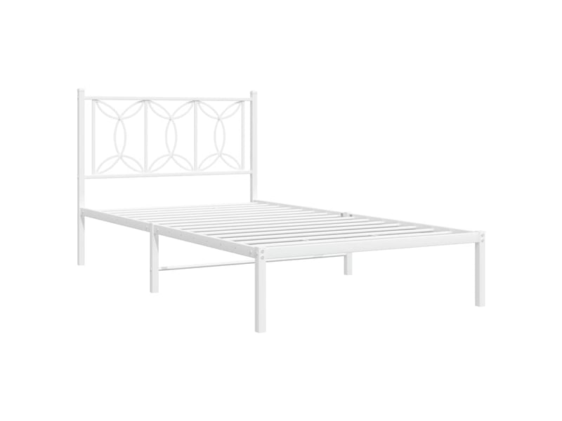  Lit simple- lit adulte -  cadre de lit métal sans matelas et tête de lit blanc 100x200 cm  - Conforama B