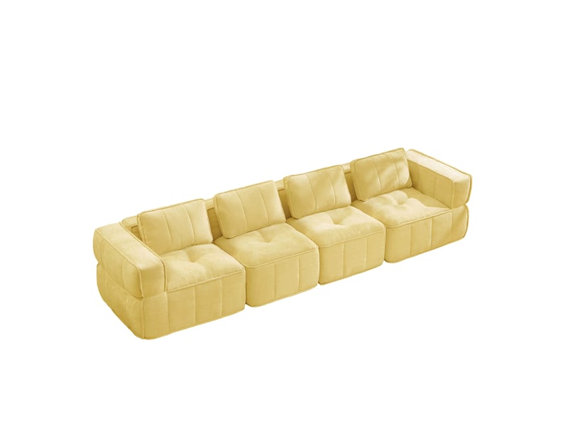  Canapé modulaire 4 places sans structure en mousse 32d, assise profonde et base antidérapante en polyester jaune  - Conforama A