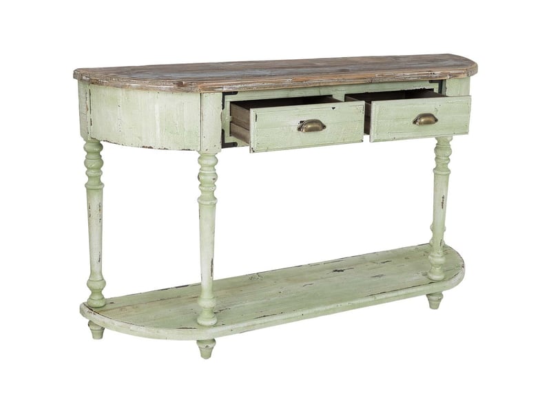  Console en bois blanc et vert 149x35x87 cm h  - Conforama E