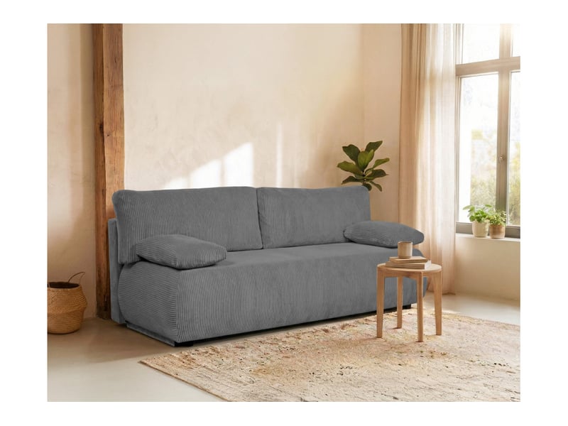  Canapé droit veluto convertible avec coffre en velours côtelé - gris foncé VELUTO - Conforama B