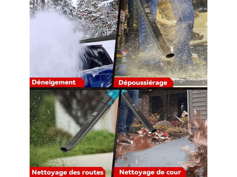  Souffleur de feuilles sans fil 500 w 28000 tr min 5 vitesses avec 2 batteries 3ah  - Conforama D