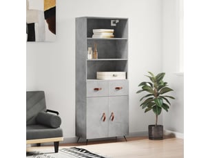 Buffet haut - bahut - meuble de rangement gris béton 69,5x34x180 cm bois d'ingénierie