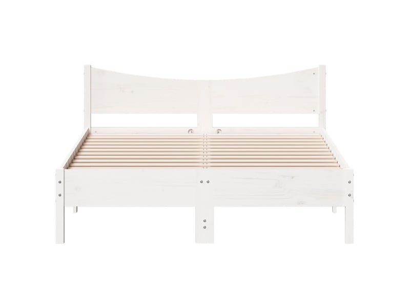  Lit double- lit adulte -  cadre de lit sans matelas blanc 135x190 cm bois de pin massif  - Conforama C