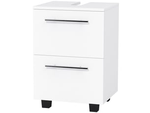 Meuble sous lavabo blanc avec tiroir et placard, découpe en u, 41,5 x 35,5 x 59 cm