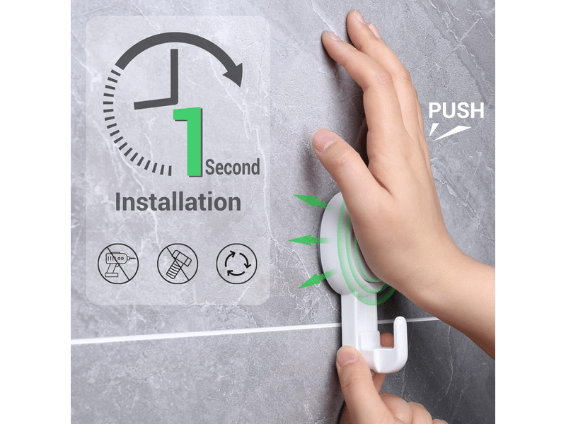 Crochet ventouse mural lot de 4 en plastique charge de 5kg salle de bain en forte vacuum porte pour sacs, blanc - Conforama B