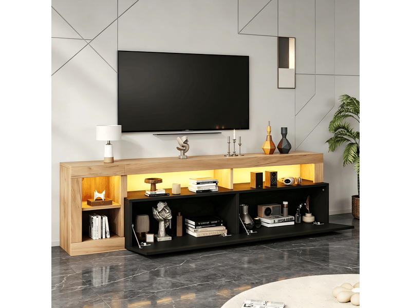  Lit mezzanine en fer et panneau de particules, blanc et naturel, 90x200 cm, avec bureau et armoire, échelle latérale avec main courante  - Conforama E
