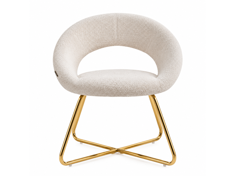  Lot de 4 chaises bubble gold velours - blanc doudou  - Conforama D
