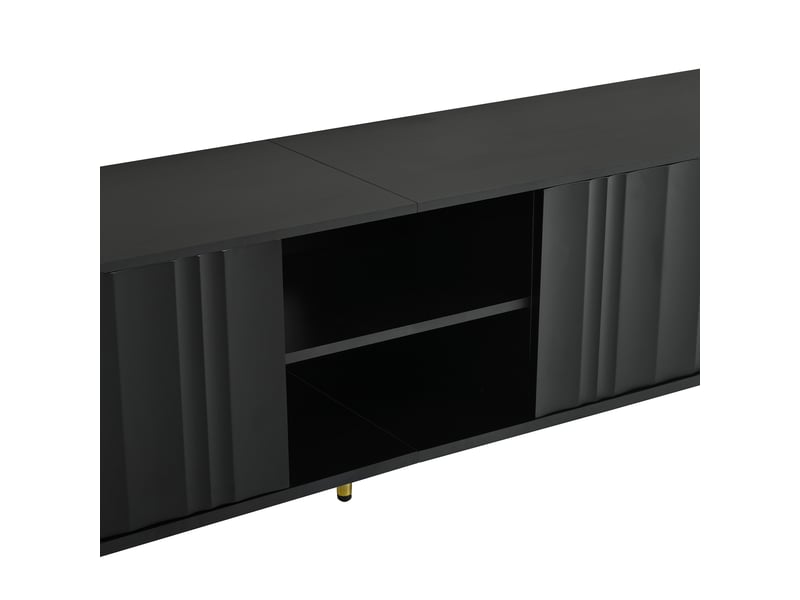  Meuble tv - 200x35x45 cm - portes de rangement - métal et mdf - meuble de rangement - organisation gain de place - moderne - noir CozyNest - Conforama E