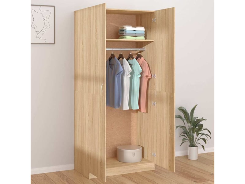  Garde-robe chambre, armoire de rangement chêne sonoma 90x52x200 cm bois d’ingénierie  - Conforama C