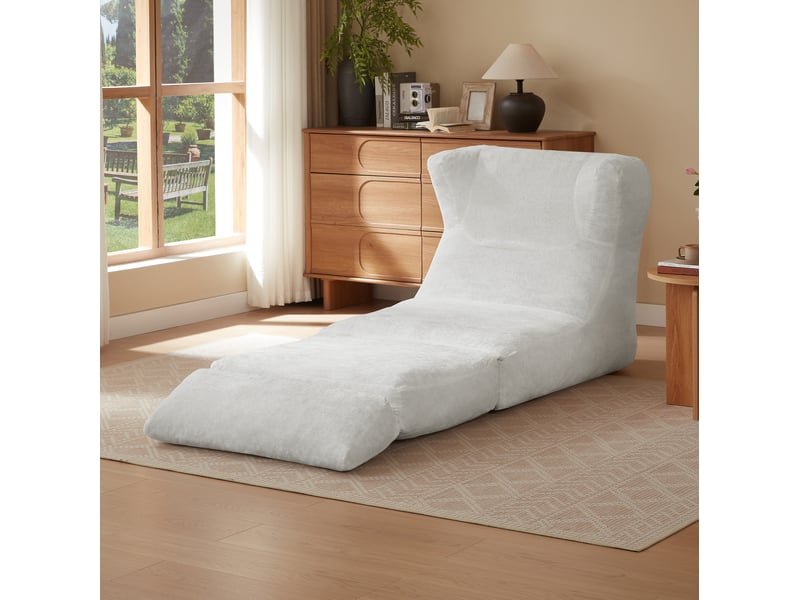  Fauteuil convertible blanc en tissu, assise en mousse et silhouette enveloppante pour salon ou chambre  - Conforama B